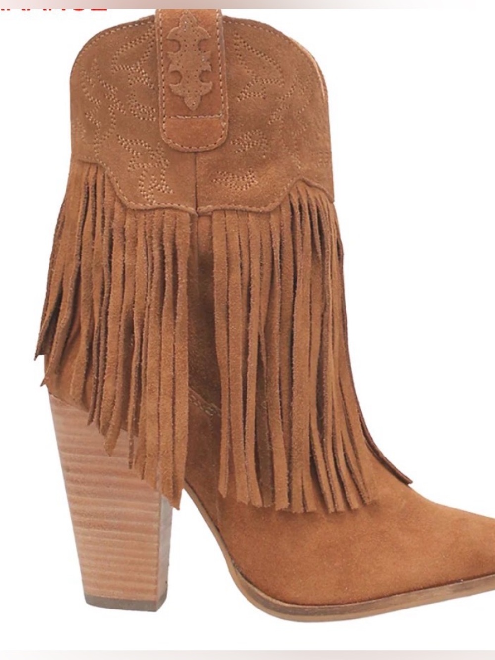 Dingo Crazy Train Fringe Embroidered Snip Toe Cowboy Booties size 8